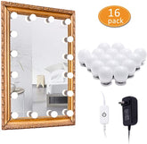 LED-Leuchten für Kosmetikspiegel, Make-up-Beleuchtungsset im Hollywood-Stil für den Spiegel, dimmbar, 3 Farbmodi, Steckernetzteil, mit 16 Glühbirnen für Ankleidezimmer, Kosmetikspiegel, Tischplatte (Spiegel nicht im Lieferumfang enthalten)